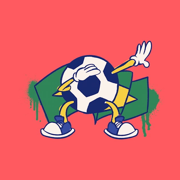 Dabbing Soccer Ball Cartoon Brazil Brasil Flag Football by Now Boarding