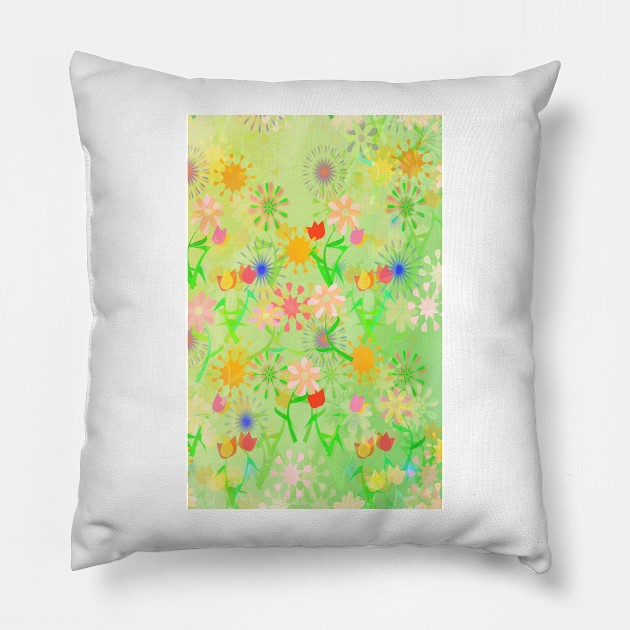 Spring Riot Pattern Pillow by RoxanneG