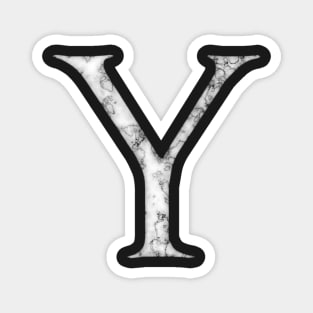 Y in Roman White Marble Latin Alphabet Letter Sticker Magnet
