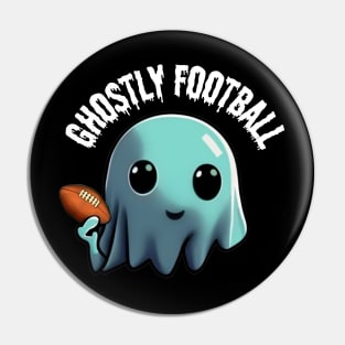 Cute ghost playing Football:  The Ghostly Game of American Football, Halloween Pin