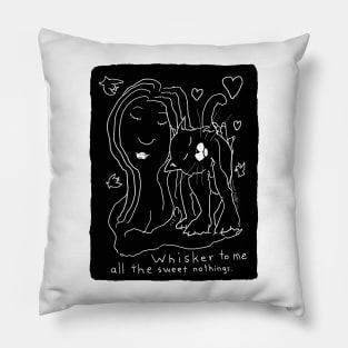 Whisker To Me black and white cat drawing for light background Pillow