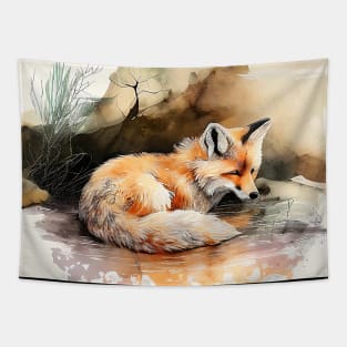 Cute Watercolor Fox Tapestry