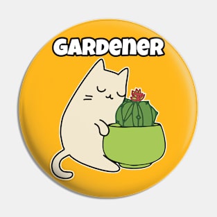 Dwarf chin Cacti hugging Cat Gardener Sticker Pin