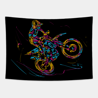 abstract motocross rider colorful Tapestry