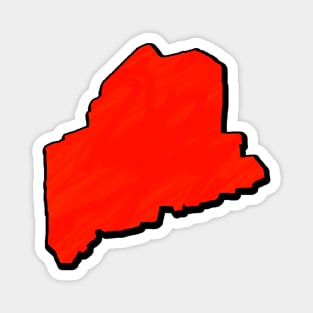 Bright Red Maine Outline Magnet