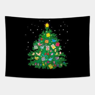 christmas tree with toys, socks and postcards Tapestry