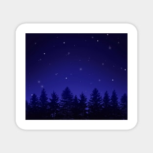 Night sky forest Magnet