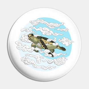 Turtle Flying In The Skies Pin