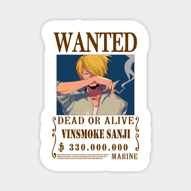 Vinsmoke Sanji One Piece Wanted Magnet by Teedream