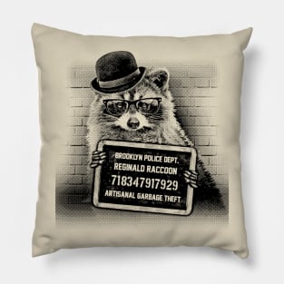 Brooklyn Raccoon Mugshot Pillow