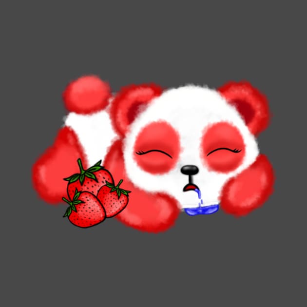 Sleepy Strawberry Panda  #2 by SquishyBeeArt