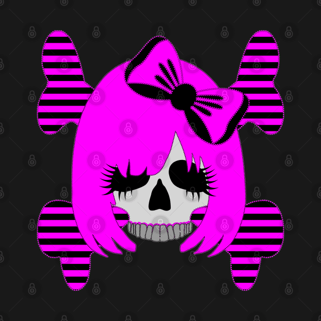 Skull with a Pink Bow by Nuletto