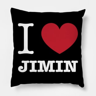 I love BTS Park Jimin typography white Morcaworks Pillow