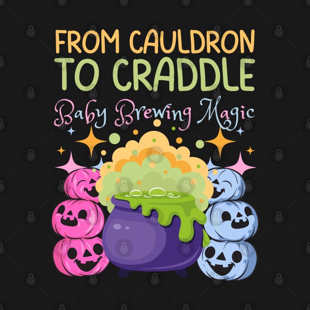 Cute Halloween Baby Brewing Magic Gender Reveal Announcement Pumpkin by NearlyNow