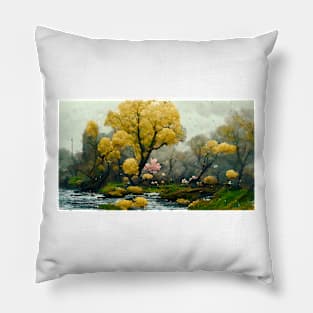 Japanese Landscape Oil Painting Pillow