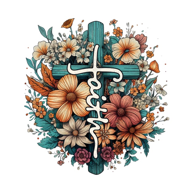 Faith Floral Cross by BusyMonkeyDesign