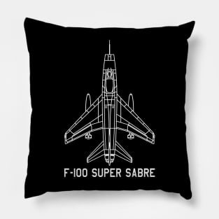 F-100 Super Sabre Jet Fighter Plane Blueprint Pillow