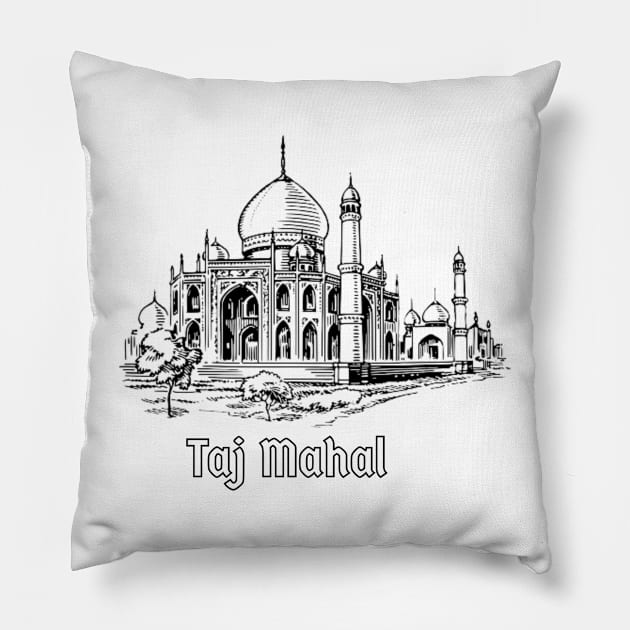 Taj Mahal Pillow by LegnaArt