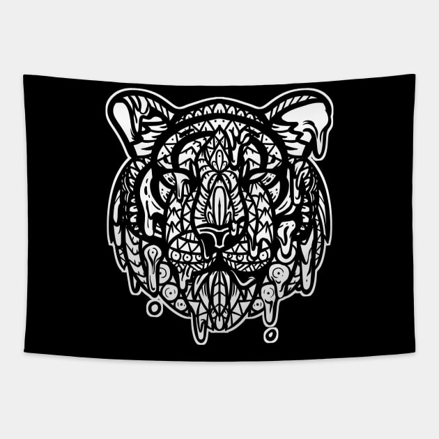 Drippy Tiger Tapestry by Barabarbar artwork