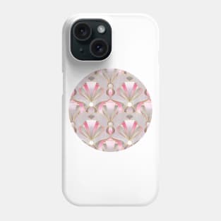 Rose Pink, Grey & Gold Art Deco Pattern Phone Case