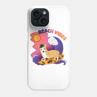 Cute surfing corgi - beach vibes Phone Case