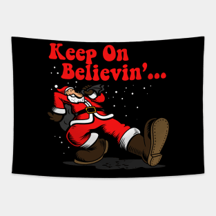 Santa Claus Keep On Truckin' Retro Vintage Christmas Parody A Tapestry