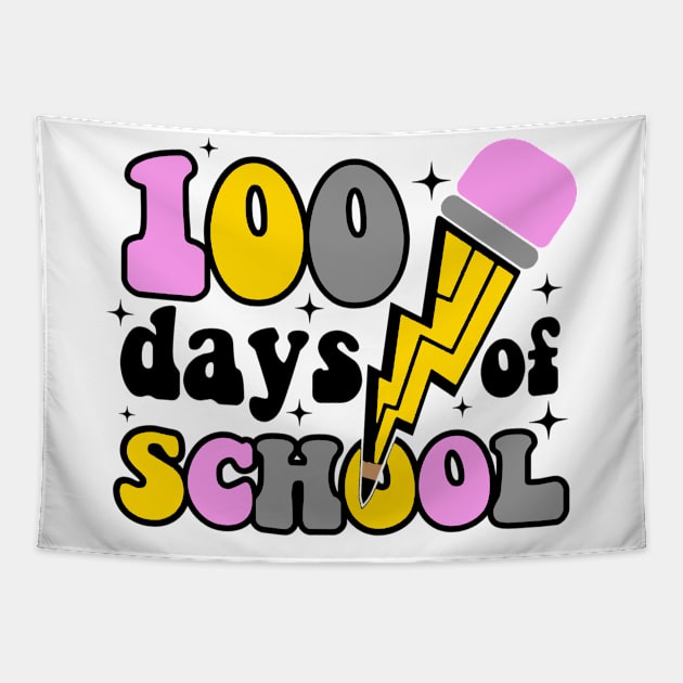 Retro Teacher 100 Days Of School For Boys Girls Tapestry by luxembourgertreatable