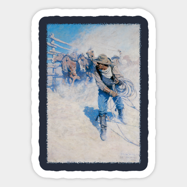 In the Corral by NC Wyeth - Cowboys - Sticker