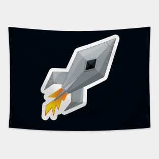 Cute Metal Rocket Ship Tapestry