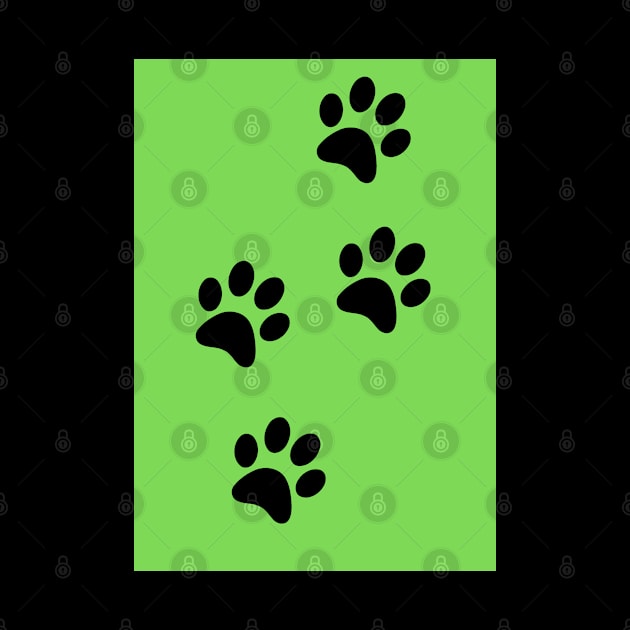 Black Pawprints on Light Green by Blue Butterfly Designs 