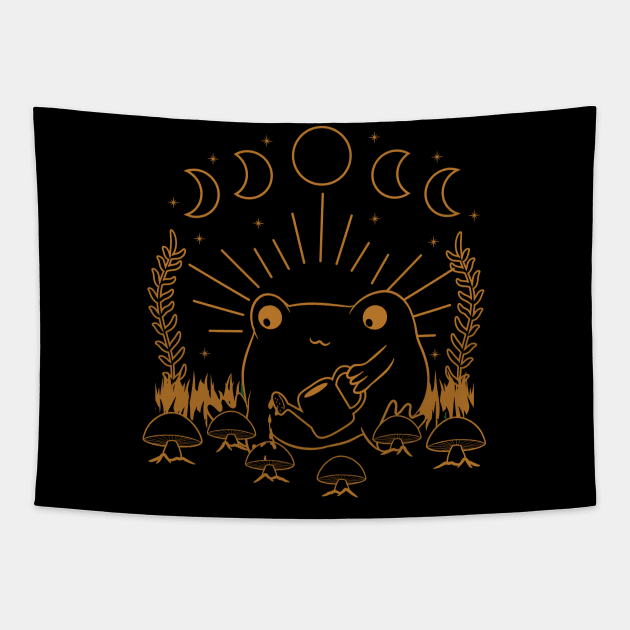 Cottagecore Aesthetic Frog Dark Academia Occult Tapestry by Alex21