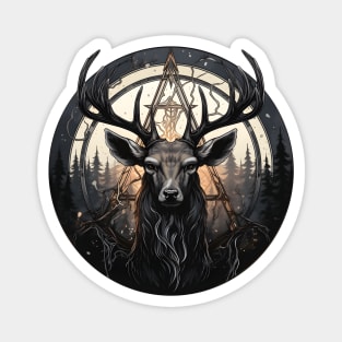 Deer in the dark forest Magnet