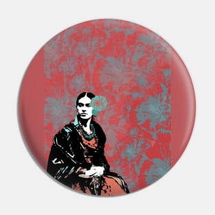 Frida portrait in floral background. Pin