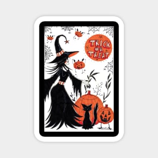 Trick or Treat Halloween Witch Magnet