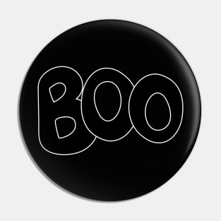 BOO text art in black bubble letters Pin