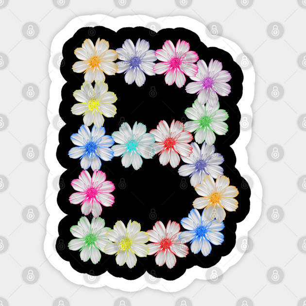 letter b flower cosmos flowers floral nature letter b sticker teepublic uk teepublic
