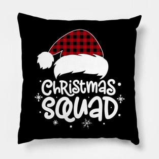 Christmas Squad Buffalo Plaid Santa Hat Family Matching Pajama Pillow