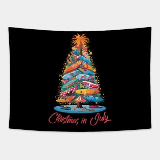 Surfboard Seasons | "Christmas In July" Tree T-shirt Tapestry