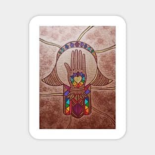 Hand in Hand Hamsa by Harriette Knight Magnet