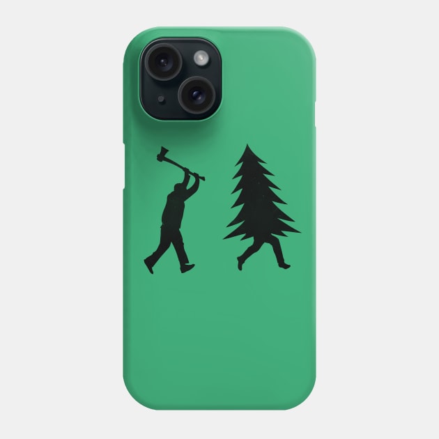 Funny Christmas tree is chased by Lumberjack / Run Forrest, Run! Phone Case by badbugs