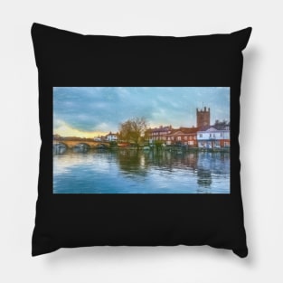 Henley on Thames a Digital Sketch Pillow