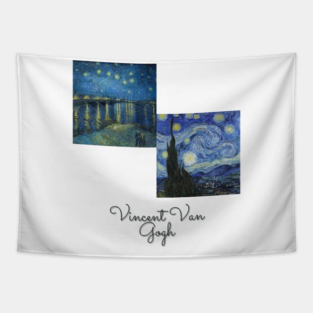 Van Gogh Starry Night Collage Tapestry by SybaDesign
