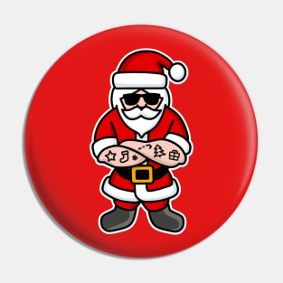 Cool Hipster Santa Claus tattoo Christmas Pin