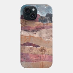 Abstract landscape with mountains and sky, red rock, mixed media collage Phone Case