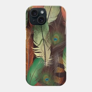 Colorful Peacock Feather Realistic Birds Pattern Phone Case