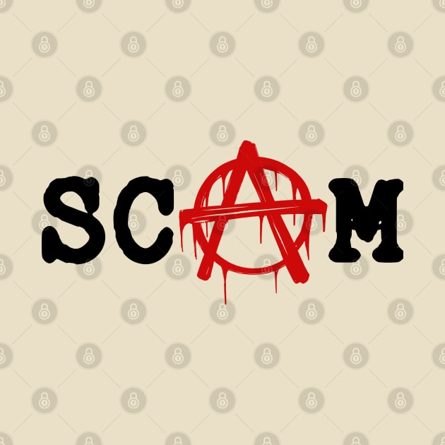 SCAM // Anarchy red logotype. Minimalistic old font lettering by MSGCNS