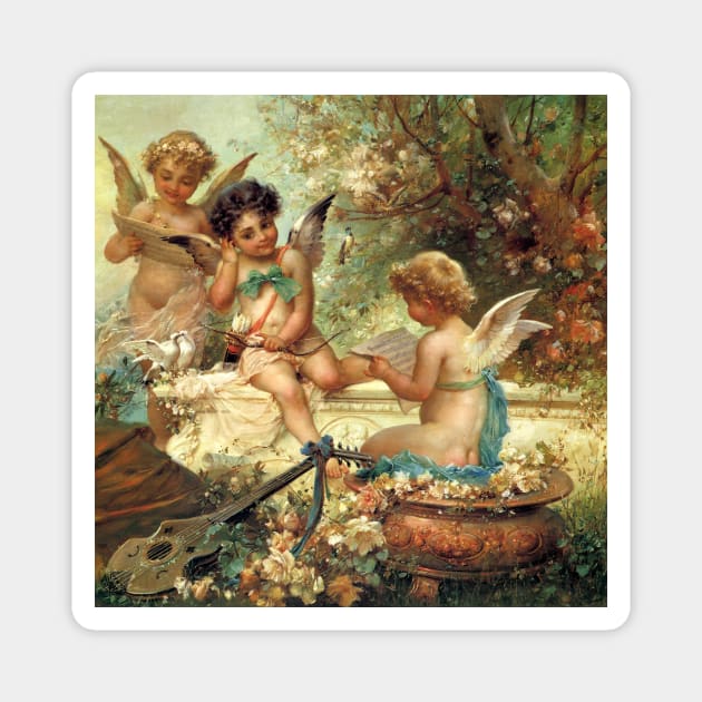 Musician Angels by Hans Zatzka Magnet by MasterpieceCafe