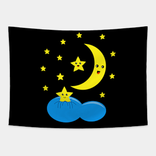 Cute Kawaii Stars and Moon Tapestry