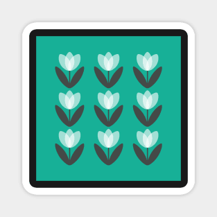 Tulip Field in Teal Green by Suzie London Magnet