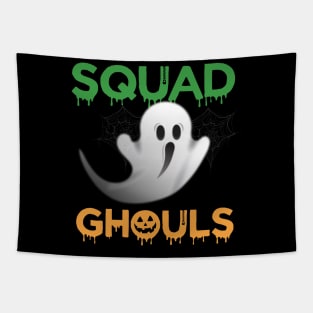 Green Squad White Ghost Orange Ghouls Pumpkin Hallowe'en Tapestry